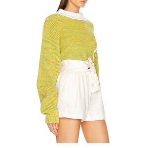 Tibi  | Green/Yellow Wool Cropped Sweater L Like New